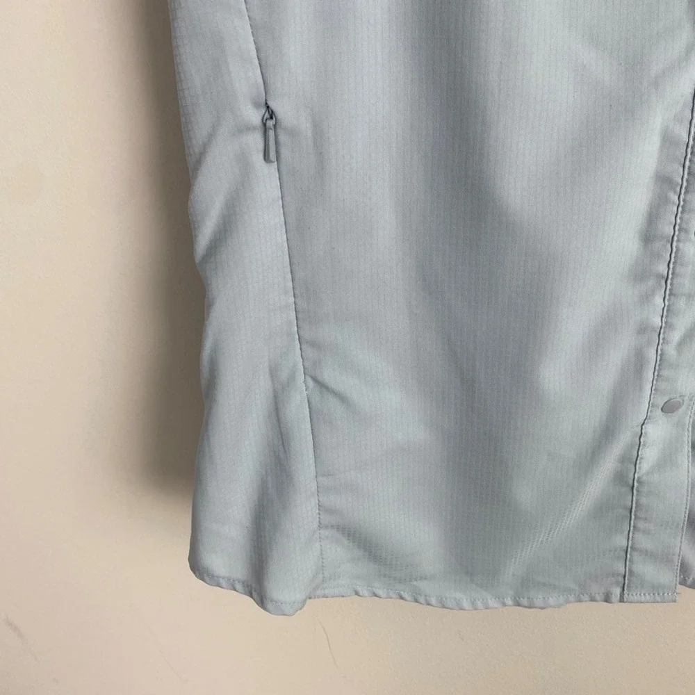 Columbia PFG Fishing Shirt Womens Large Vented Hiking Blue Short Sleeves Omni - Picture 4 of 8